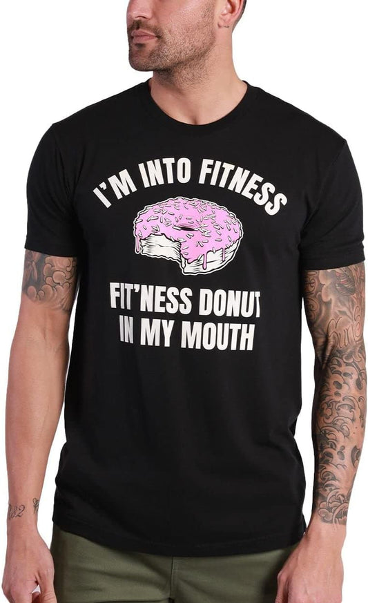 Animal Design Shirts - Fitness Donut Tee Shirt (Black, Large)