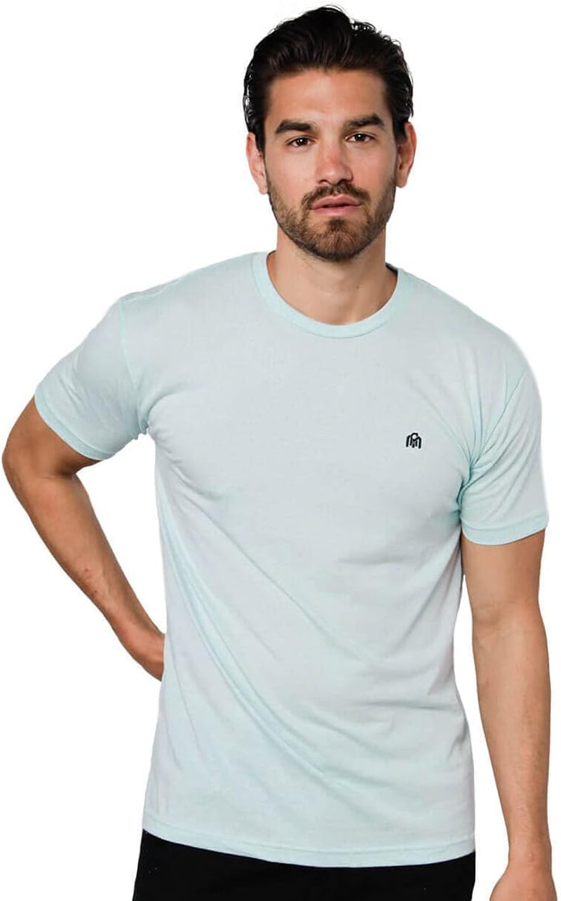 Premium Men'S Fitted Crew Neck Basic Tees - Modern Fit Fresh Classic Short Sleeve Logo T-Shirts for Men (Light Blue, X-Large)