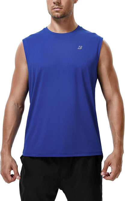 Workout Sleeveless Shirts for Men Athletic Gym Basketball Quick Dry Muscle Tank Tops