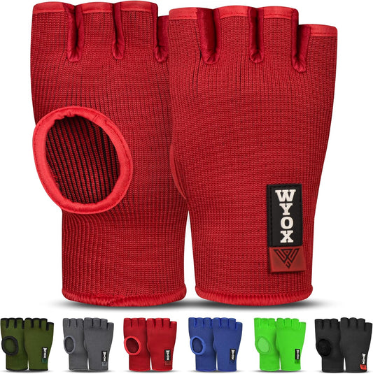 Boxing Hand Wraps Inner Gloves Men Women, Half Finger under Mitts with Elasticated Bandages for Fist Protection, Ideal for Muay Thai, Kickboxing, MMA, and Martial Arts, Perfect for Training