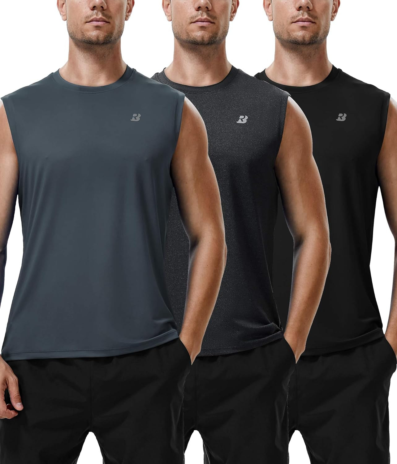 Workout Sleeveless Shirts for Men Athletic Gym Basketball Quick Dry Muscle Tank Tops