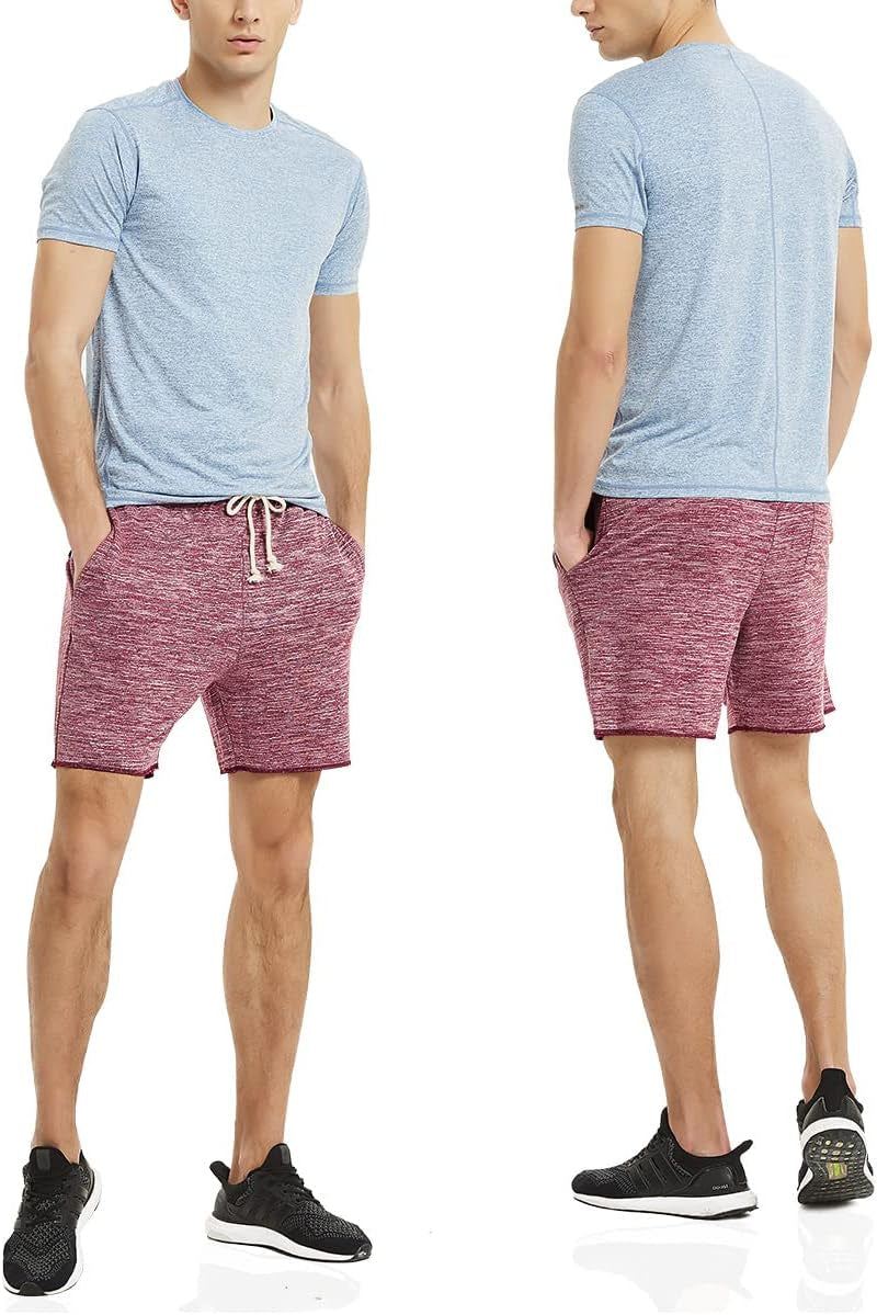 Mens Lounge Shorts Knit Terry Cloth Drawstring Athletic Sweat Shorts with Pockets 6 Inch