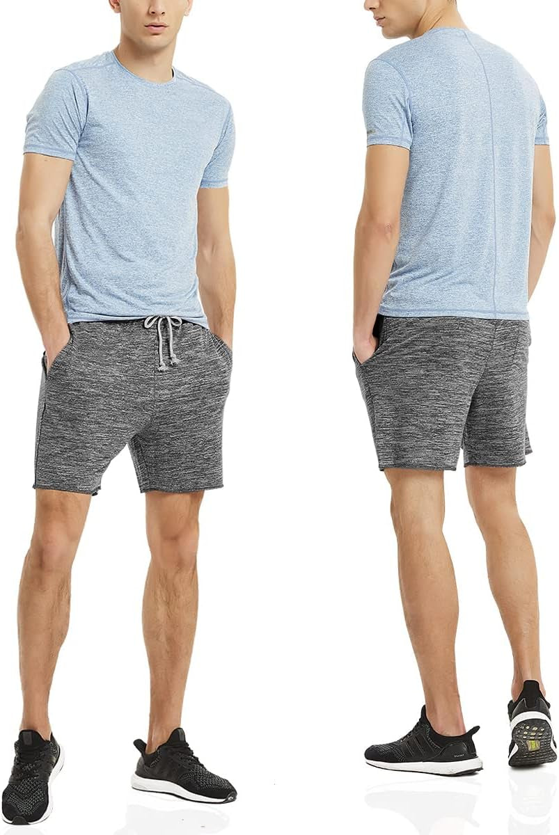 Mens Lounge Shorts Knit Terry Cloth Drawstring Athletic Sweat Shorts with Pockets 6 Inch