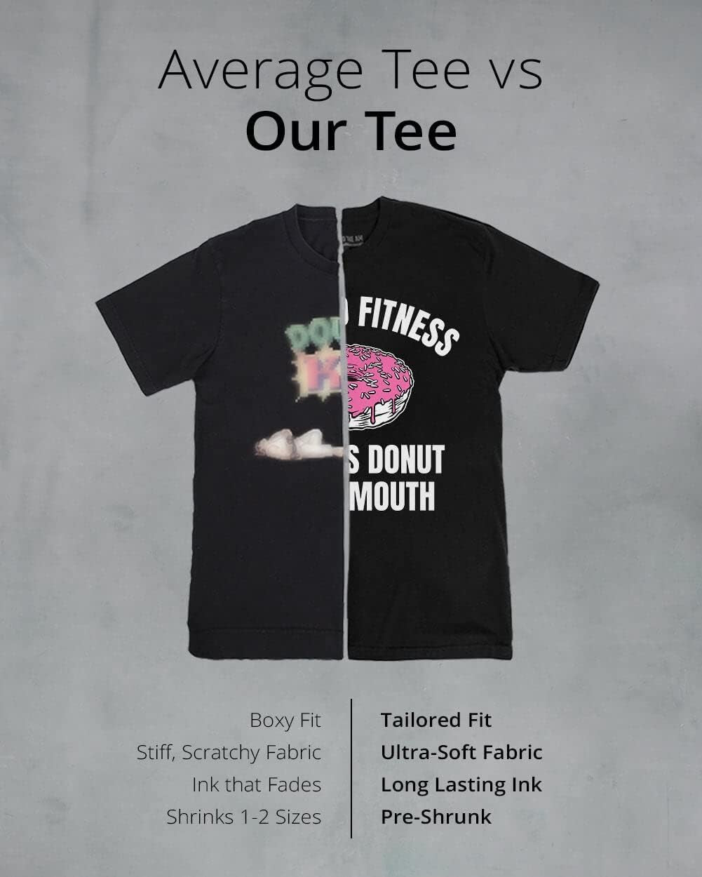 Animal Design Shirts - Fitness Donut Tee Shirt (Black, Large)