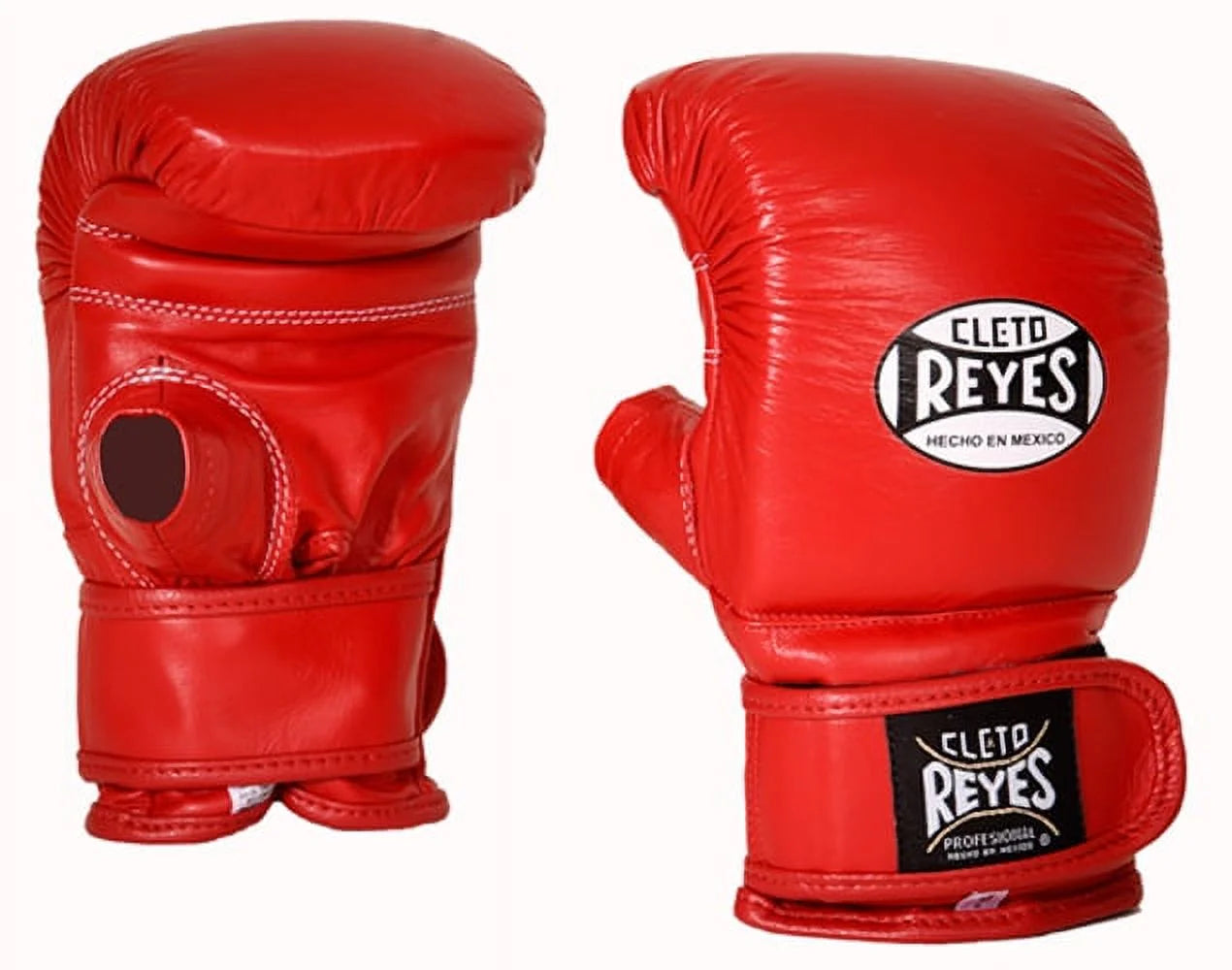 Leather Boxing Bag Gloves with Hook and Loop Closure - Red