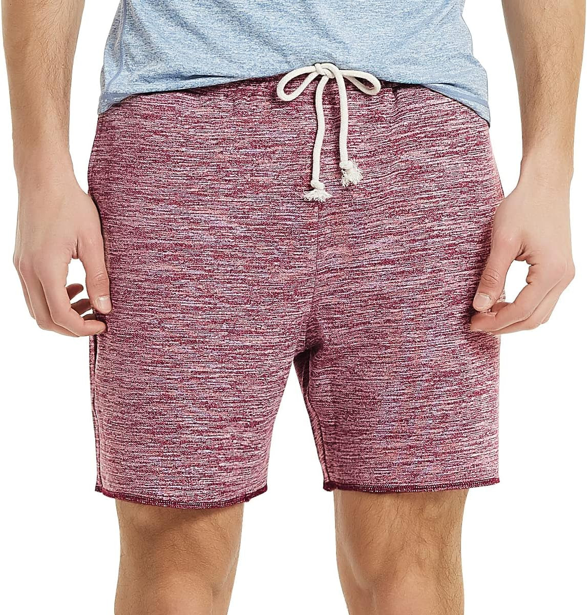 Mens Lounge Shorts Knit Terry Cloth Drawstring Athletic Sweat Shorts with Pockets 6 Inch