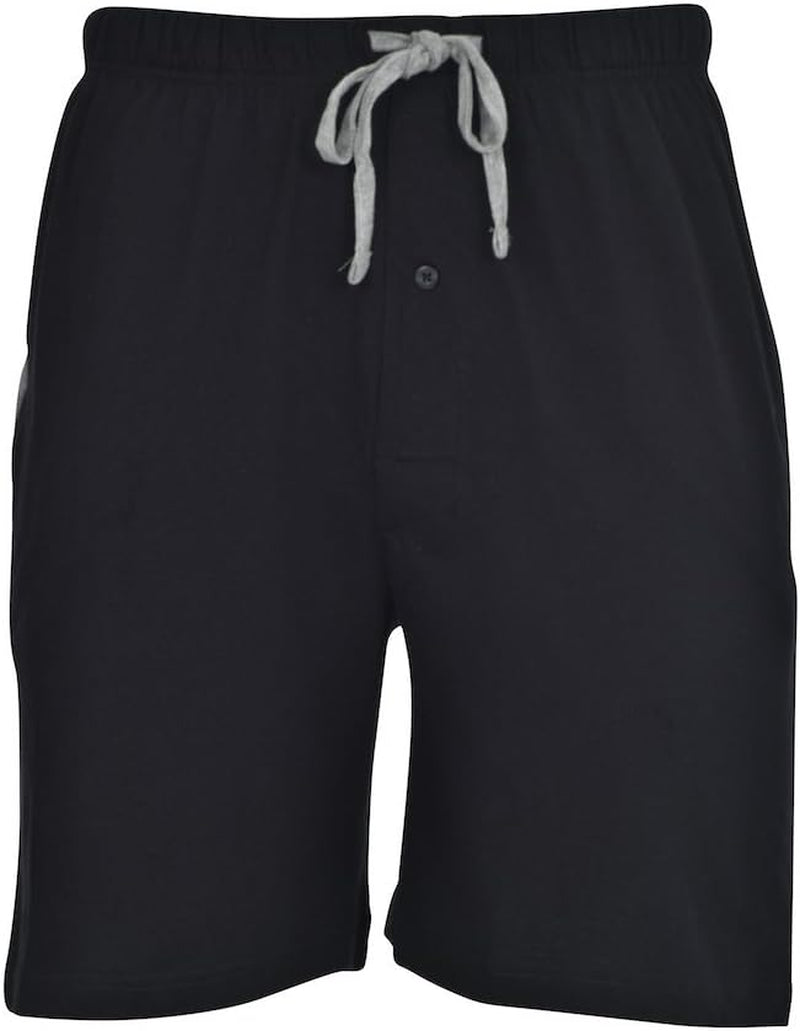 Men'S 2 Pack Jersey Cotton Knit Tagless Sleep & Lounge Drawstring Shorts, Black/Black, 2X-Large