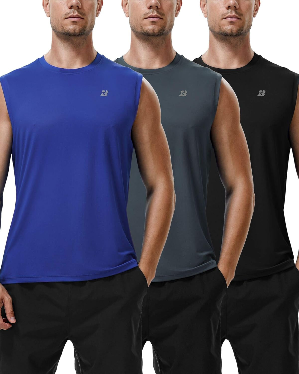 Workout Sleeveless Shirts for Men Athletic Gym Basketball Quick Dry Muscle Tank Tops