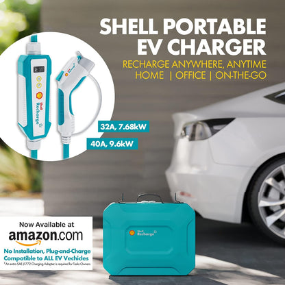 Portable Electric Vehicle Charger Level 2, 32A 240V EV Home Charging Station, Indoor&Outdoor Electric Car Charging Adapter 30Ft Cable, Compatible with All SAE J1772 Evs