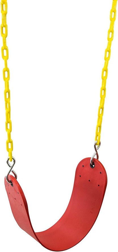 Heavy Duty Strap Swing Seat - Playground Swing Seat Replacement and Carabiners for Easy Install - Red