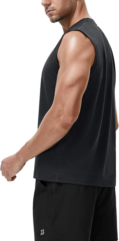 Workout Sleeveless Shirts for Men Athletic Gym Basketball Quick Dry Muscle Tank Tops