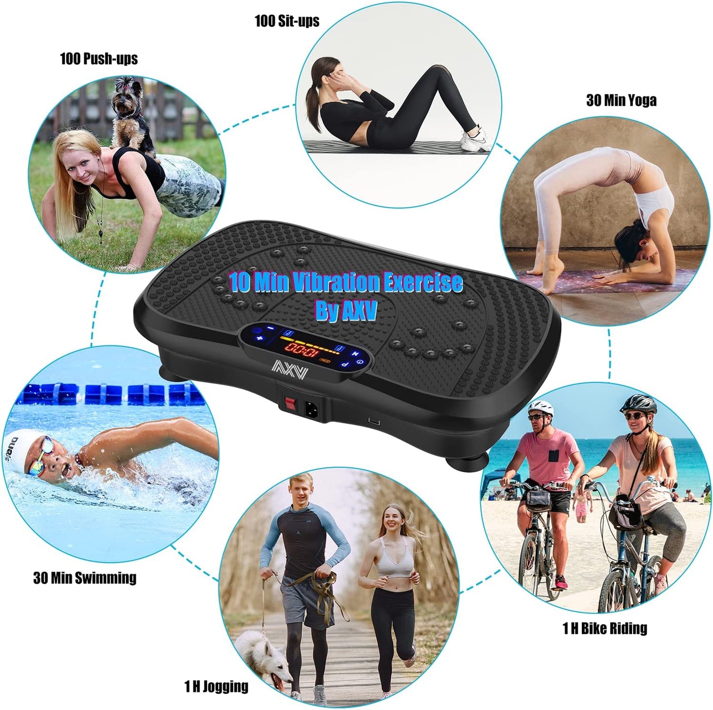 Vibration Plate Fitness Platform Exercise Machine Vibrating Lymphatic Drainage Shaking Full Body Shaker Workout Vibrate Stand Shake Board Sport Gym for Weight Loss Fat Burner for Women Men